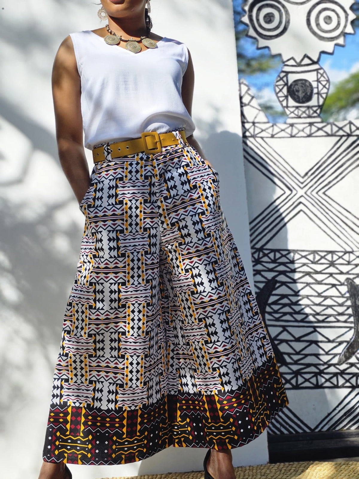 Palazzo Pants Midi White - Batik