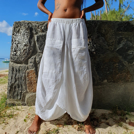 Lamu Skirt White - Cotton/linen