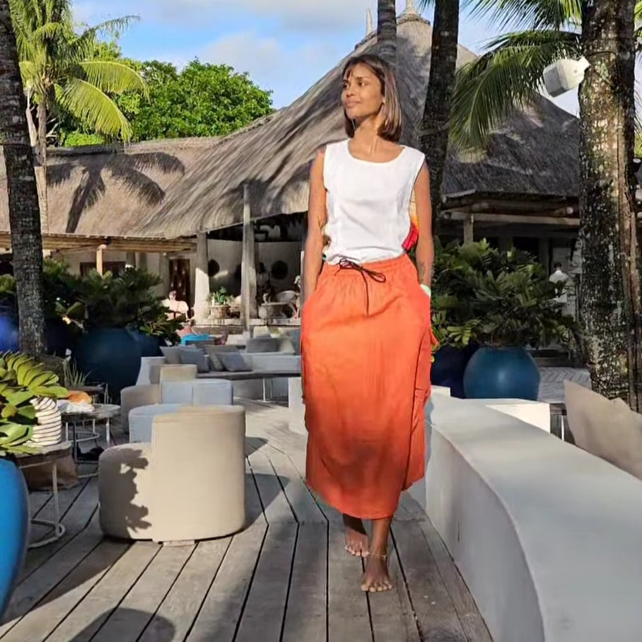 Cargo Skirt Orange - Linen
