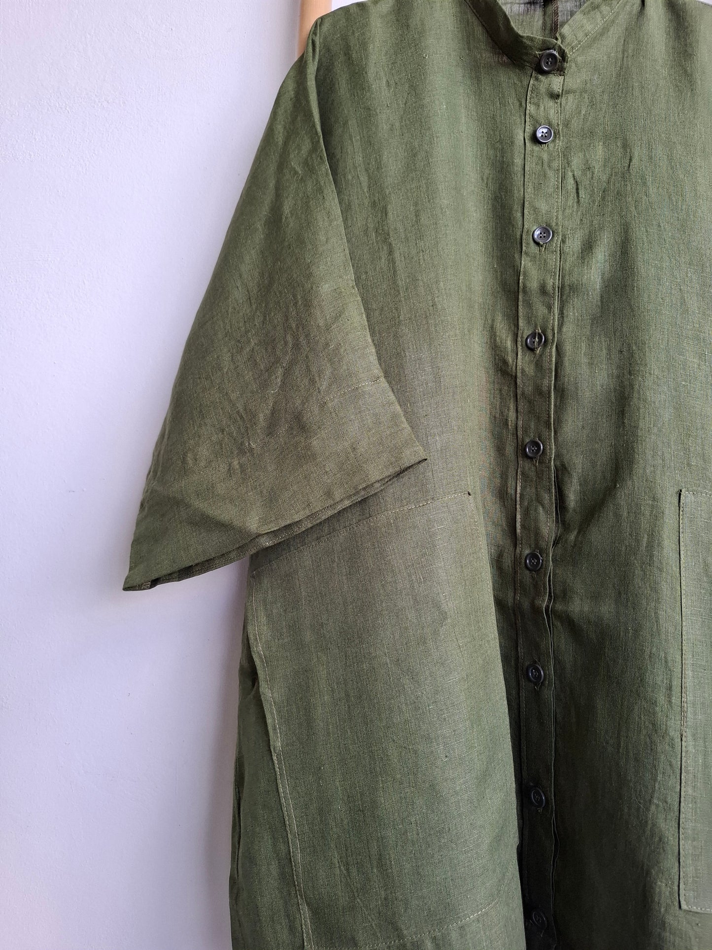Safari Dress Green - Linen