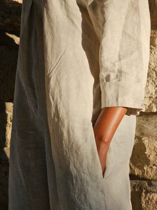 Watamu Dress Beige - Linen