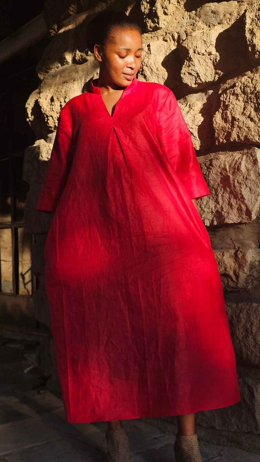Watamu Dress Red - Linen