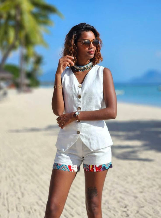 White Vest - Linen