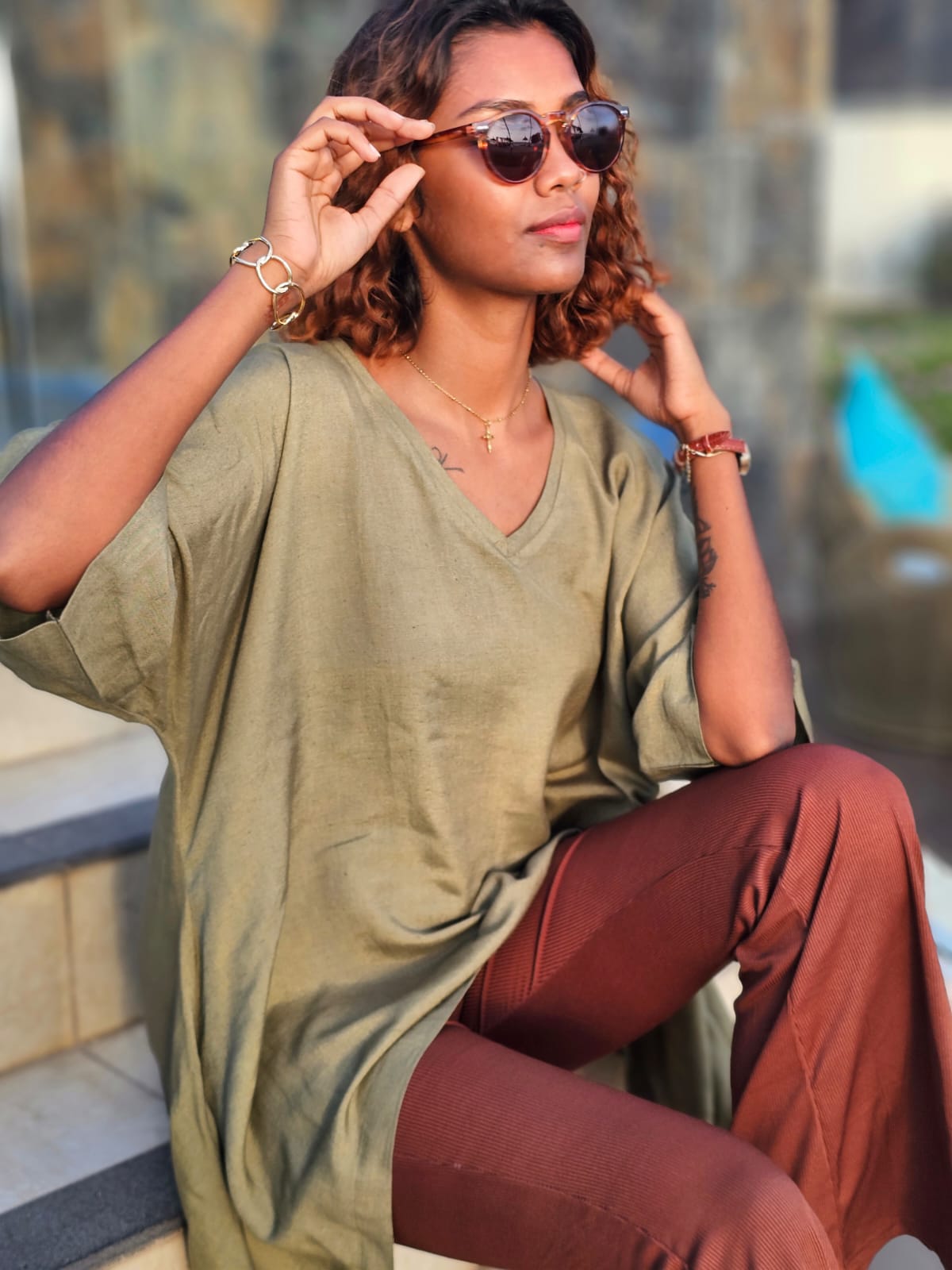 Relaxed Top - Green Viscose