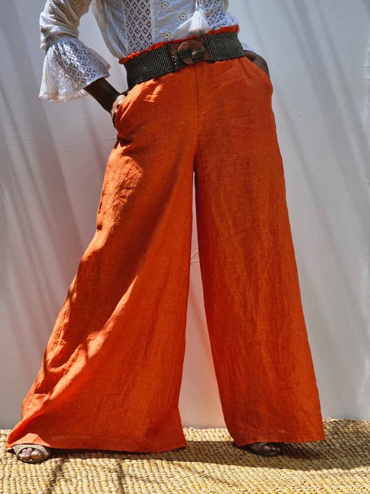 Palazzo Pants Orange - Linen