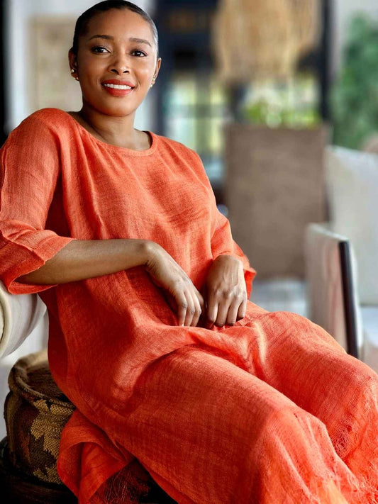Linen Gauze Tunic - Orange
