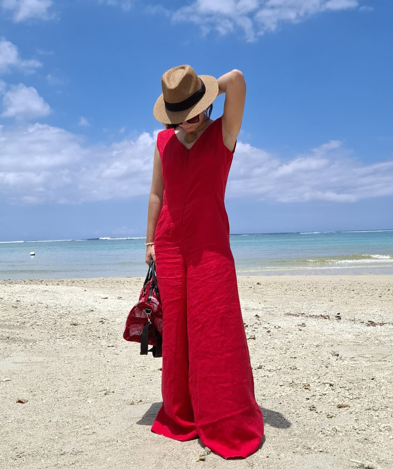 Jumpsuit Red - Linen