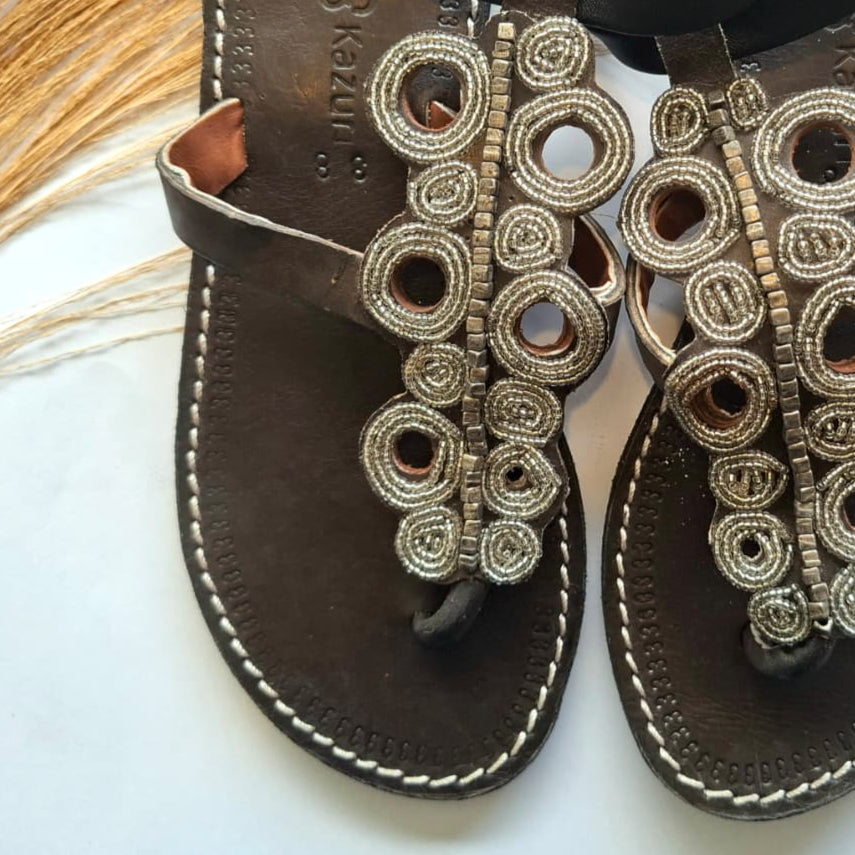 Maasai Sandals - Majani Silver