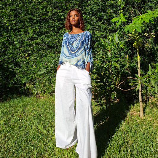 Palazzo Pants White - Cotton Linen