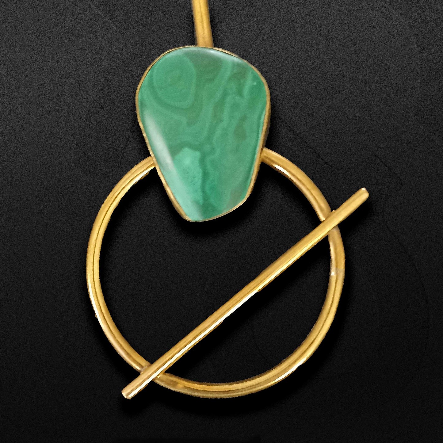 Brass necklace 121 - Malachite