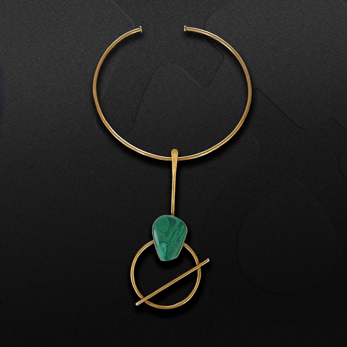 Brass necklace 121 - Malachite