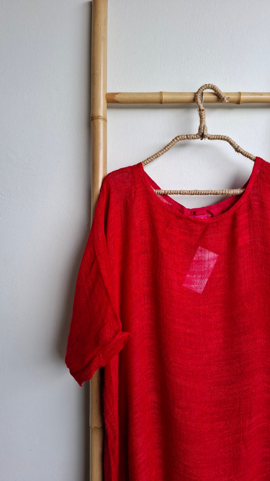 Linen Gauze Tunic - Red
