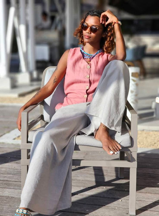 Dusty Rose Vest - Linen