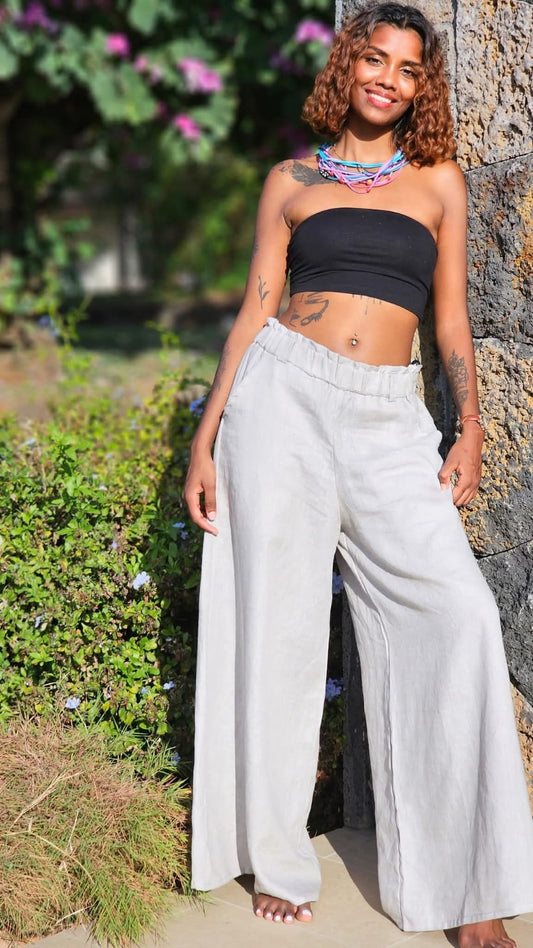 Palazzo Pants Moonstone grey - Linen