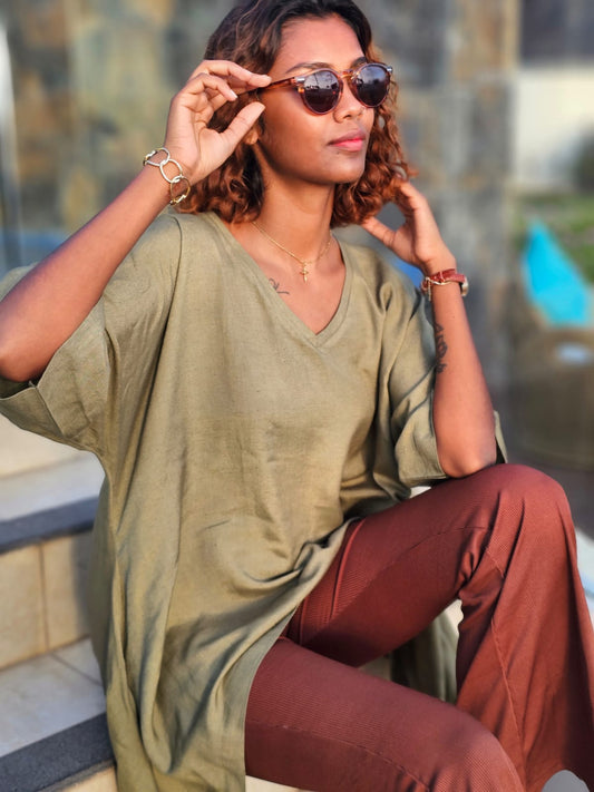 Relaxed Top - Green Viscose