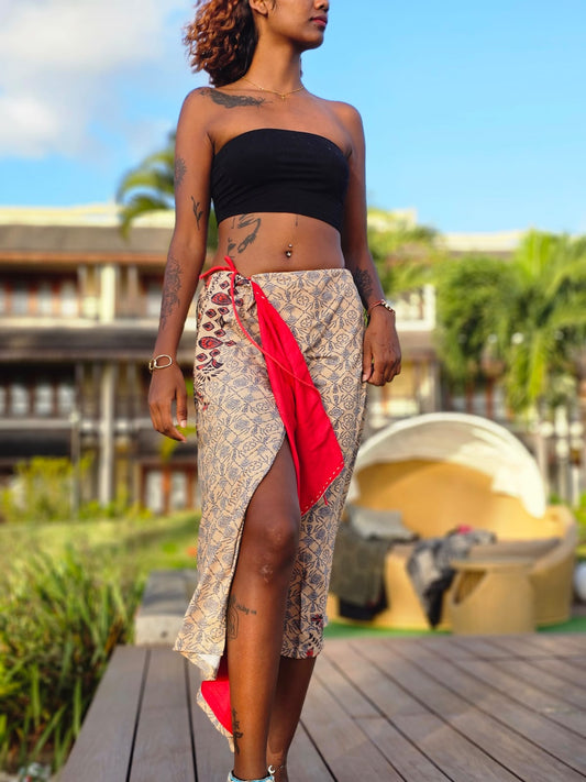 Nomad Boho Skirt - Beige Cotton
