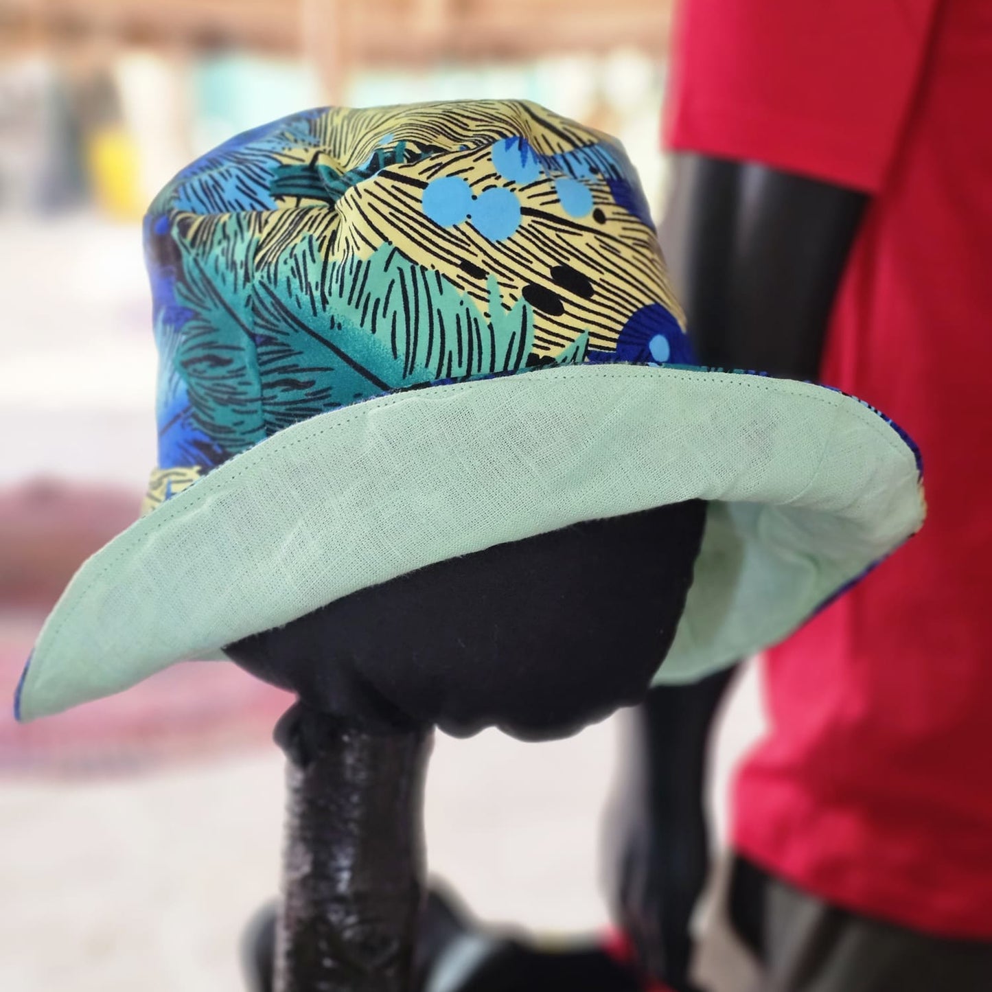 Reversable Bucket Hat - Azure Palm | Turquoise Breeze