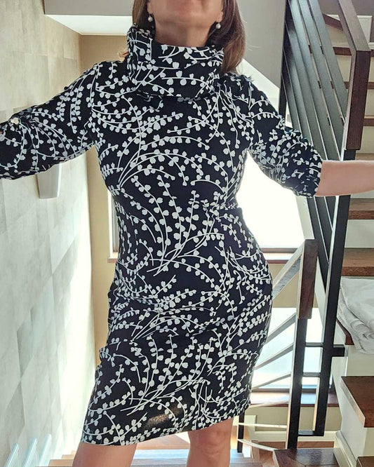 Lilly Of The Valley Fitted Turtelneck dress - Cotton