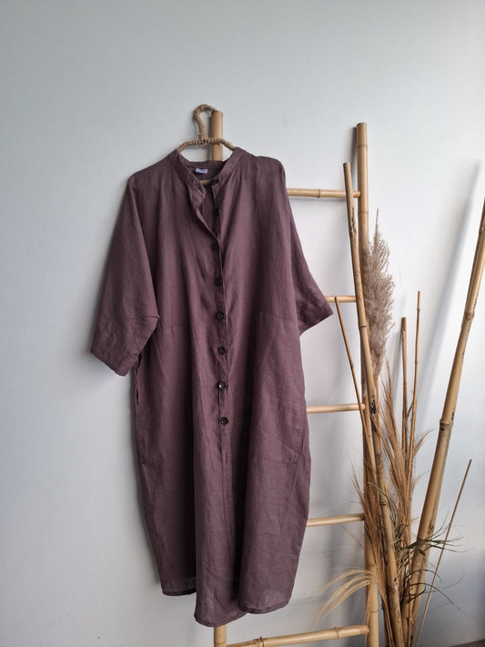 Safari Dress Brown - Linen