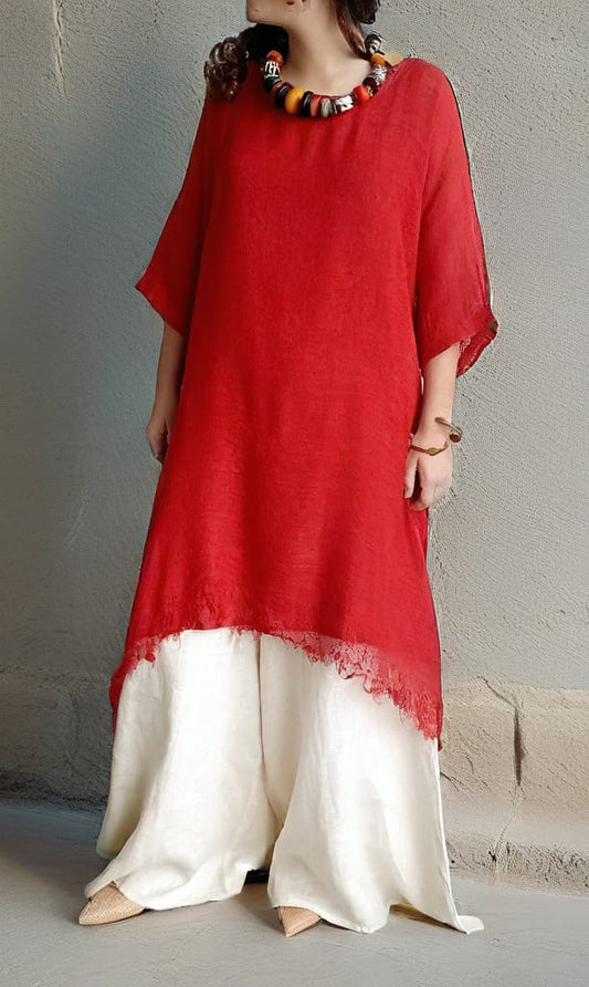 Linen Gauze Tunic - Red