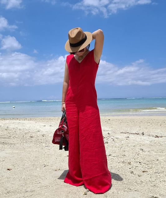 Jumpsuit Red - Linen