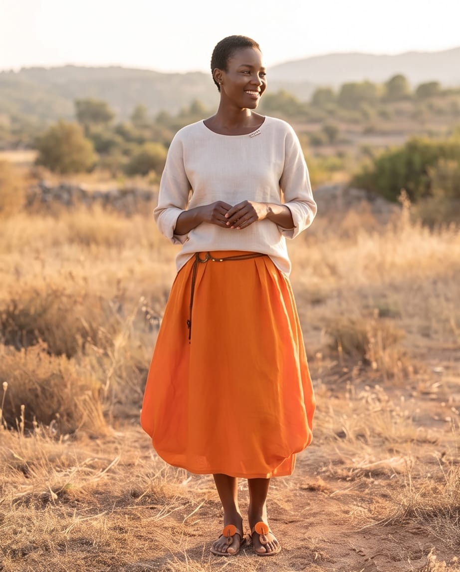 Laini Skirt Orange - Linen