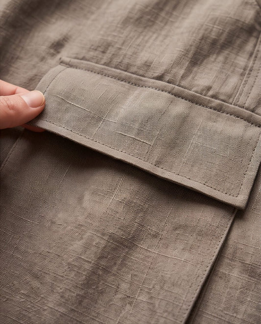 Cargo Bermuda Shorts Khaki - Linen